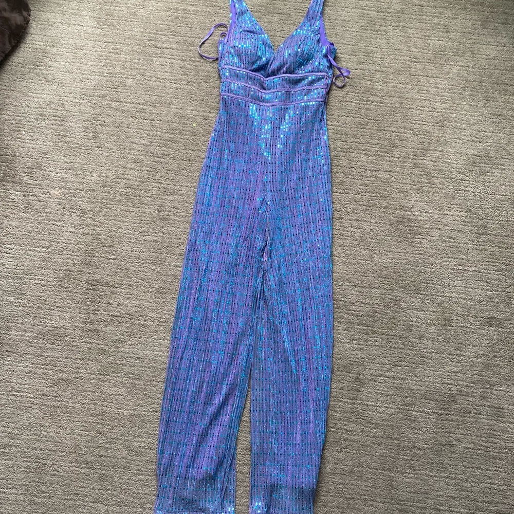 Purple sequin jumpsuit